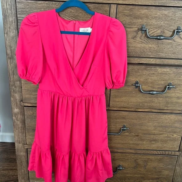 hot pink dress for teens Girls Short Sleeve Tiered summer party Dress 100% cotton